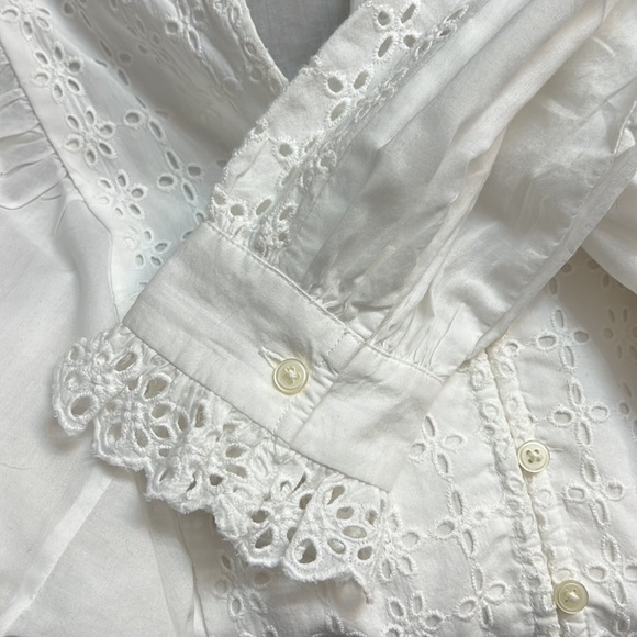 LOFT Eyelet Ruffle Bib Blouse Small NWT - Picture 5 of 11